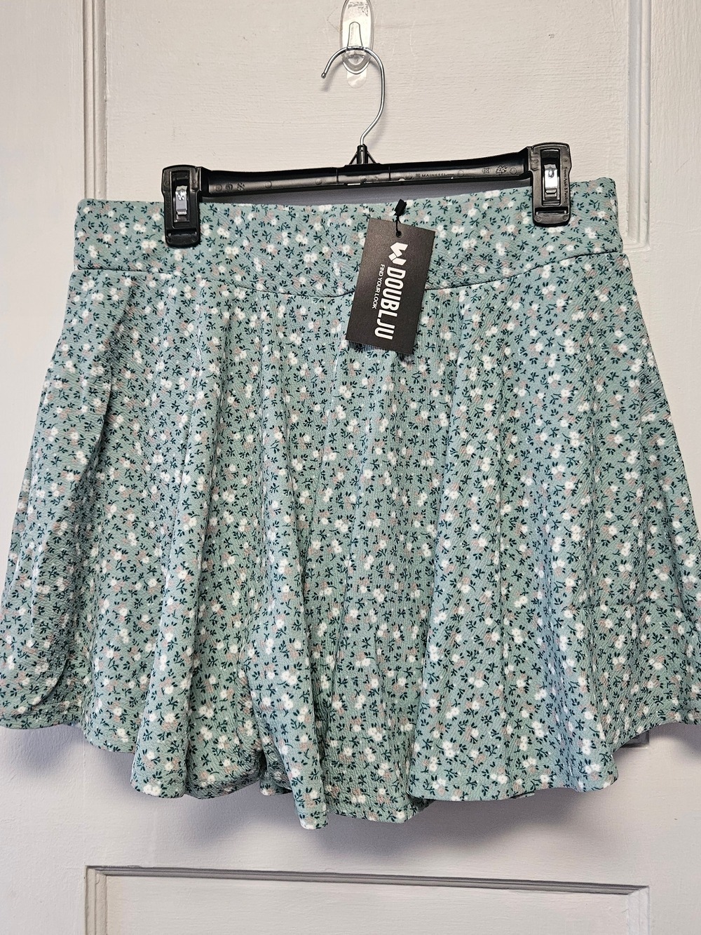 Doublju Mint Green Floral Circle Skirt 1X-3XL - Picture 1 of 4